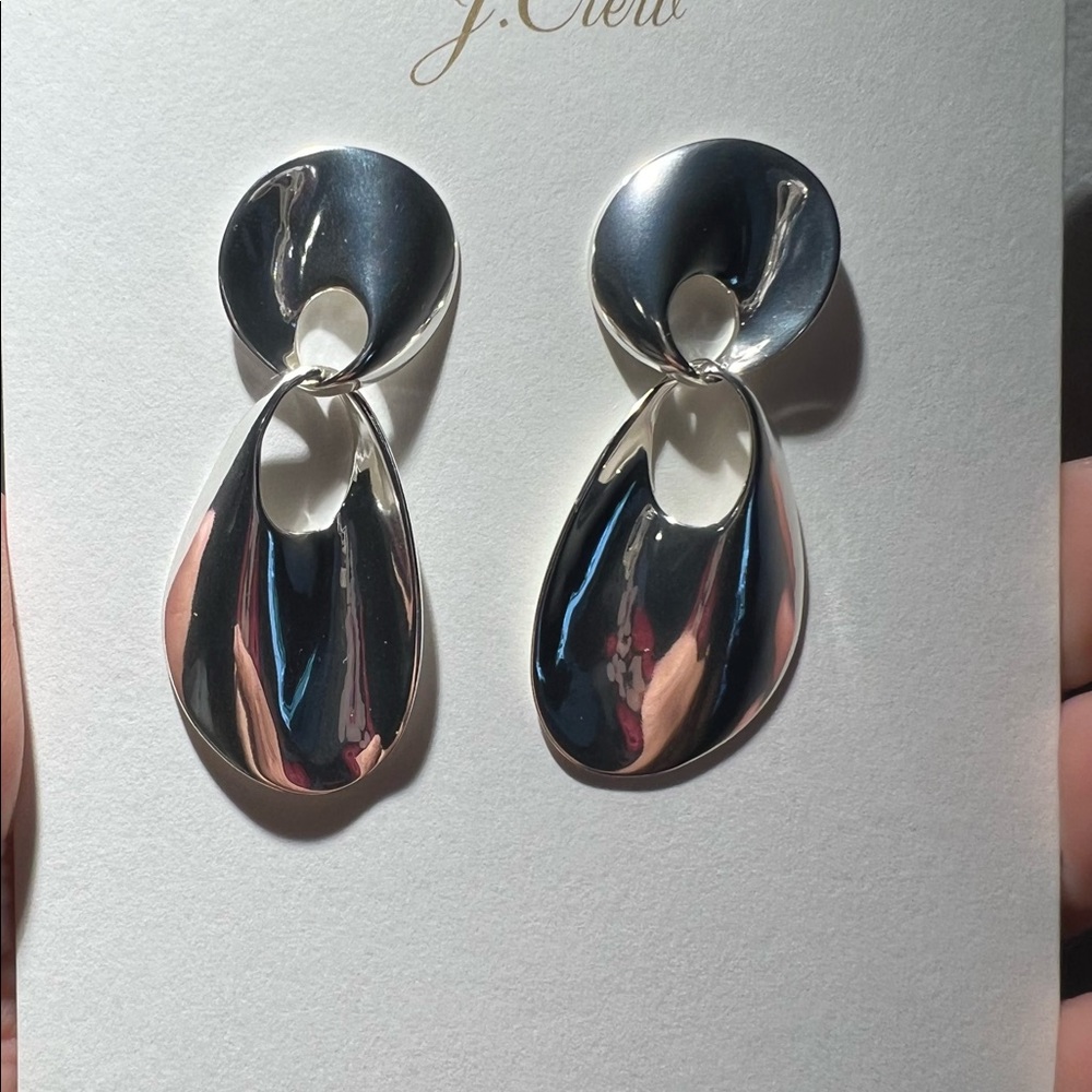 J. Crew metallic drop earrings. Silver mirror. Item # BG755. SOLD OUT ONLINE - Picture 4 of 11